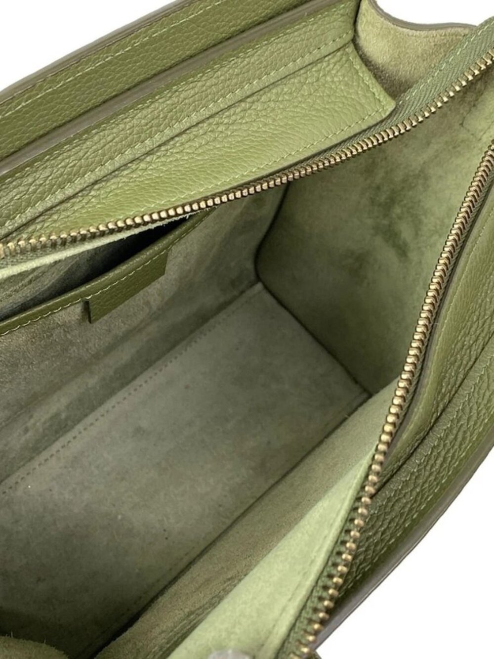 CELINE Luggage Nano Shopper Green Leather Handbag - Picture 7 of 15